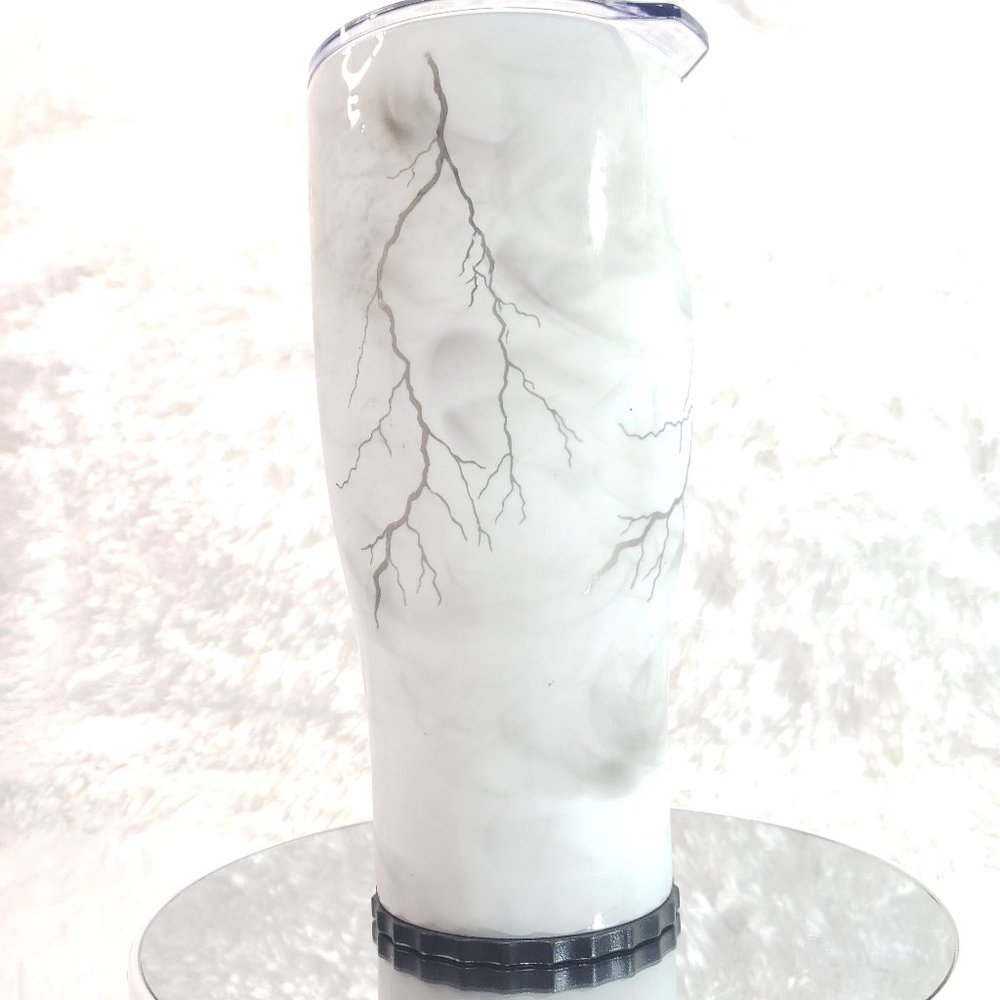 30oz Marble Lightening Tumbler with Storage Straw